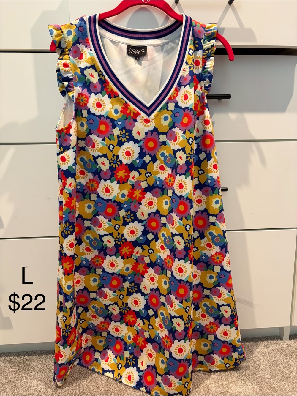 SSYS Navy Floral V-Neck Mini Dress